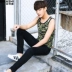 Ngụy trang vest thể dục nam thể thao vest vai mỏng thủy triều thanh niên mùa hè không tay in áo cotton chạm đáy áo - Áo vest cotton áo khoác vest nam mỏng Áo vest cotton