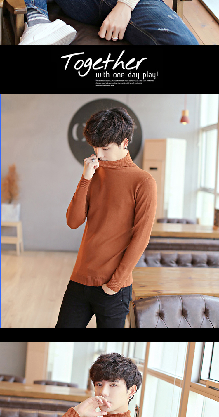 Áo len cao cổ cho nam Áo thun nam mùa xuân và mùa thu 2018 Mới thường mặc mùa đông Hàn Quốc Hàng dệt kim cộng với nhung dày áo len nam