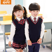 Kindergarten Garden Clothes Spring and Autumn Set English Sweater Primary School Class Clothes Three Pieces Men and Women New Years Day Performance Clothing