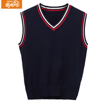 Childrens college style knit sweaters vest boys and girls pullover knitted cotton vest Spring