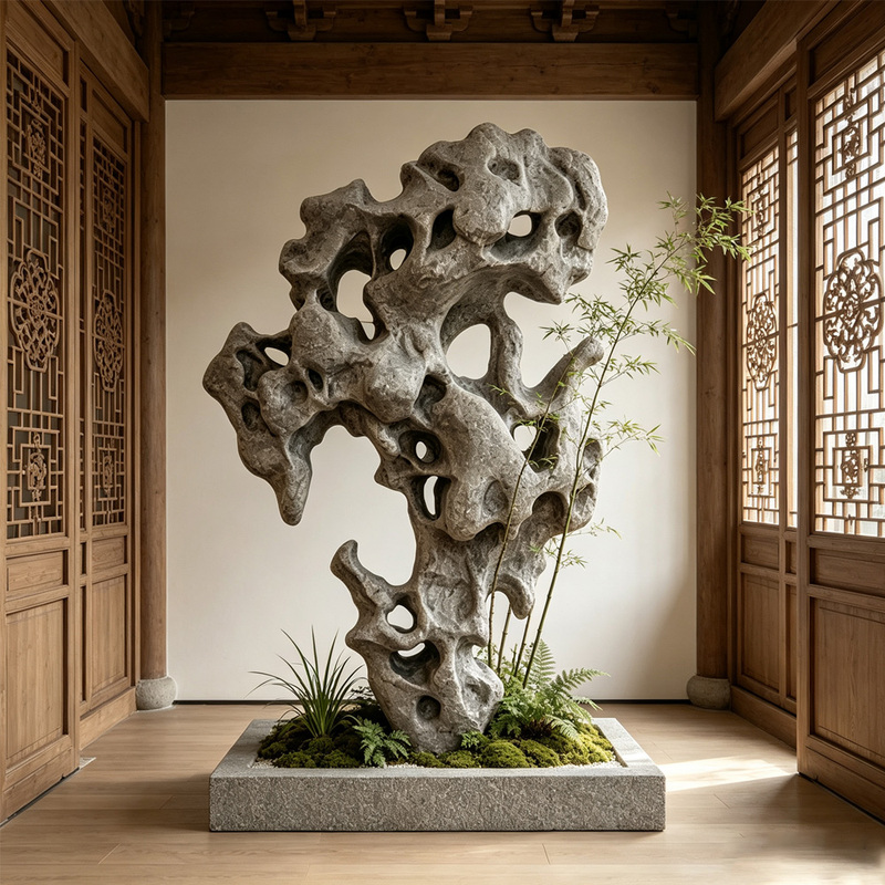 Simulated Taihu Stone Rockery Stone Fiberglass Sculpture Ornaments New Chinese Style Courtyard Villa Outdoor Fish Pond Zen Decorations Simulated Taihu Stone Rockery Stone Fiberglass Sculpture Ornaments New Chinese Style Courtyard Villa Outdoor Fish Pond Zen Decorations
