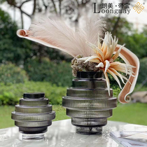 Modern simple glass vase ornaments abstract desktop furnishings sales office model room decoration crafts flower Ware