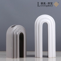 Modern light luxury crafts decoration model room sales office creative flower designer Nordic simple ceramic vase