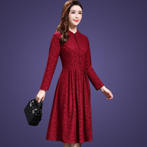 Foreign mother spring and autumn dress 2021 new wide Mrs wedding dress female large size temperament over the knee long dress