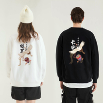 Guochao China Customs Lovers Clothing clothing Changan Lane Round Collar Big Code Male and female sleeves Head blouses for spring and autumn without hoodie