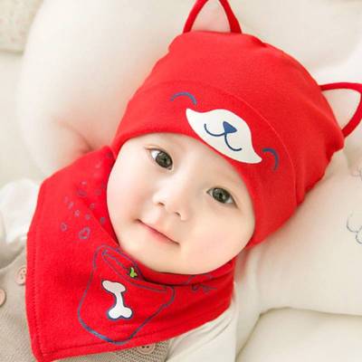 【买一送一】双层纯棉婴儿保暖帽子