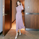 Knitted woolen dress winter women's clothing with temperament long sweater over the knee bottoming with coat and long skirt