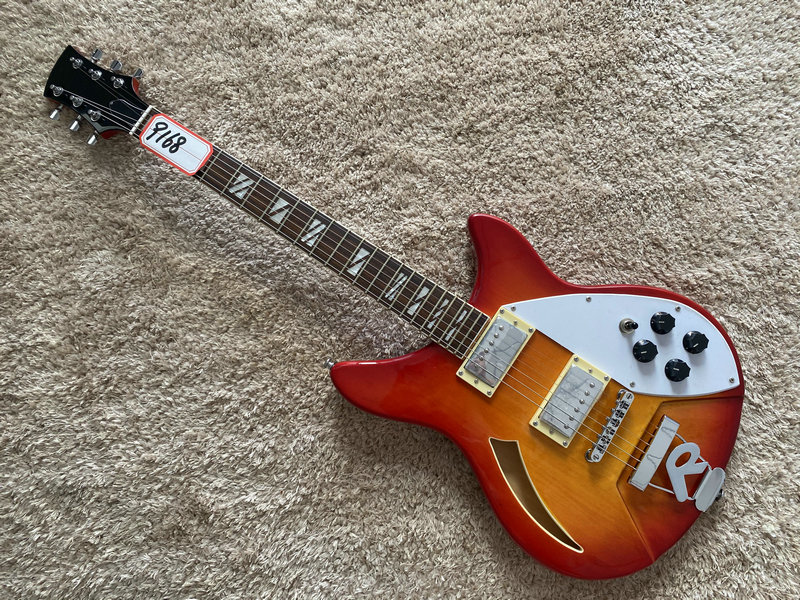 Outlet custom RIC semi-hollow Inlan style electric guitar R pull string plate tomato fried egg color professional class-Taobao