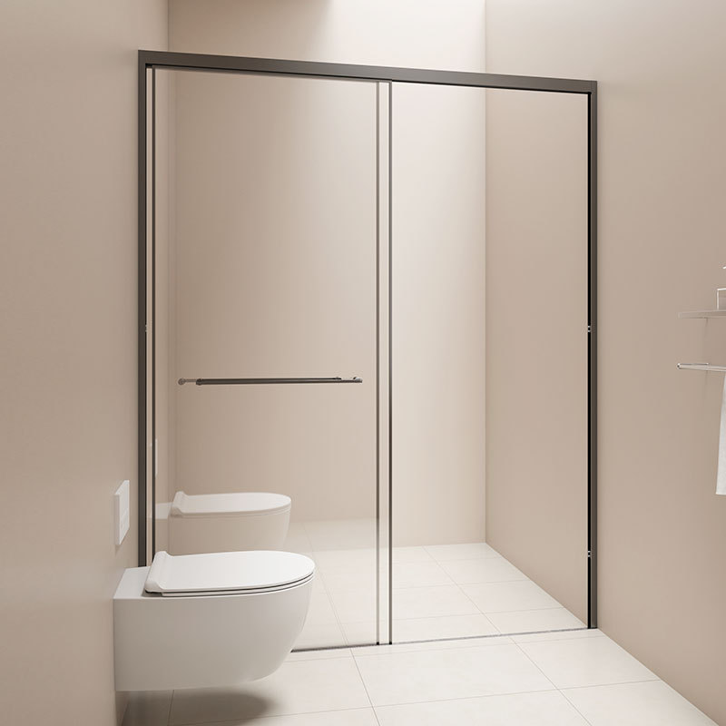 In-Sink Shower Enclosure, Extremely Narrow Bathroom with Dry and Wet Separation, No Bottom Rail, Barrier-Free Partition, Sliding Door, Linear Shape