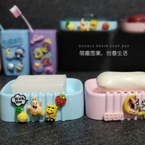 Cute soap box personality creative non-perforated toilet drain bathroom household soap box shelf cover box