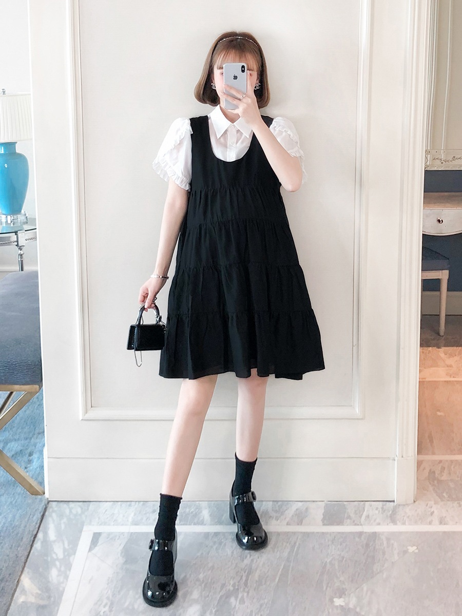 Pregnant Woman Purple Ocean Dress Summer 2022 New Cuddling Bag Skirt Loose thin pregnant woman temperament suit Two sets