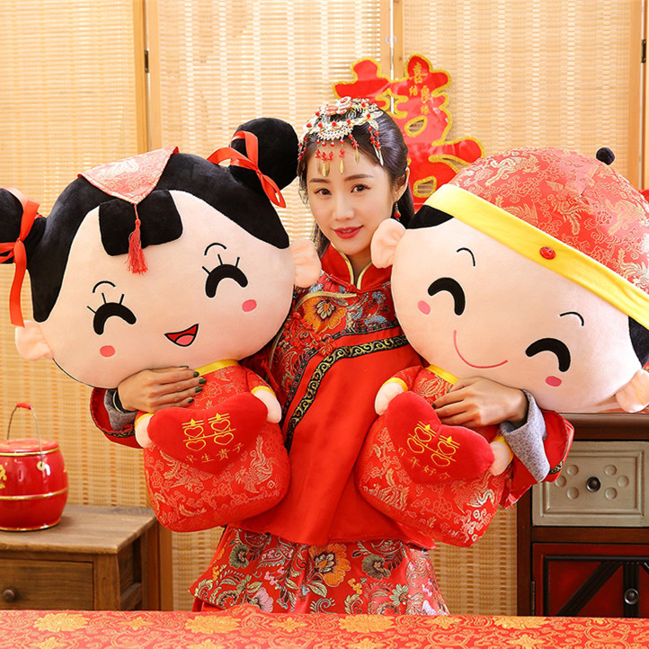 Wedding press bed doll a couple wedding gift bedside doll plush cloth doll happy couple creative wedding room ornaments