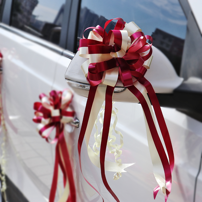 Wedding car pull filigree belt Wedding gifts Wedding room decoration ribbon stairs Hand-drawn flower car wedding fleet decoration