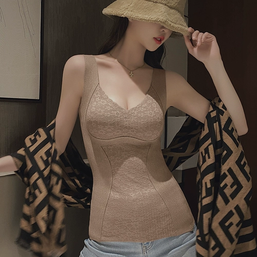 Флисовая майка топ, топ с чашечками, бархатное демисезонное нижнее белье, хлопковое термобелье, высокий воротник, увеличенная толщина