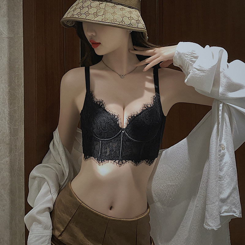 Legal lace lingerie women's small breasts gather 2021 new burst bouquet waist collection Breast Anti Drooping Bra Suit-Taobao