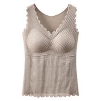 DeRong thermal underwear for women plus velvet and thickening winter heating belt chest pad integrated V-neck slimming base layer