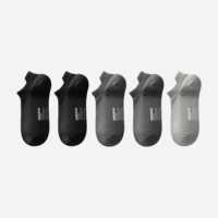 [Невидимые носки | 5 пар] Чистый черный*2+Черный серый*2+Средний холодный серый