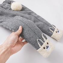 South Korea Winter Dress Girl Garnter Pants Three Layers Thickened Hair Pants Mid Kiddie Clip Cotton Underpants Woman Baby Cotton Pants