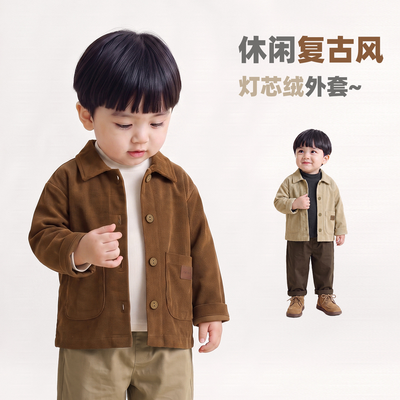 Infant Corduroy Shirt 2026 Autumn New Baby Pure Cotton Pocket Versatile Jacket Stylish Children's Clothing