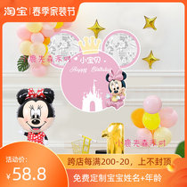 Mitch Minnie 1 birthday Placement background board Mens and womens Baise day banquet party scene Decorative Balloon Suit