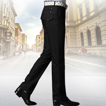 Korean version of mens casual pants youth original black straight small feet pants Mens popular mid-waist four-season hanging trousers
