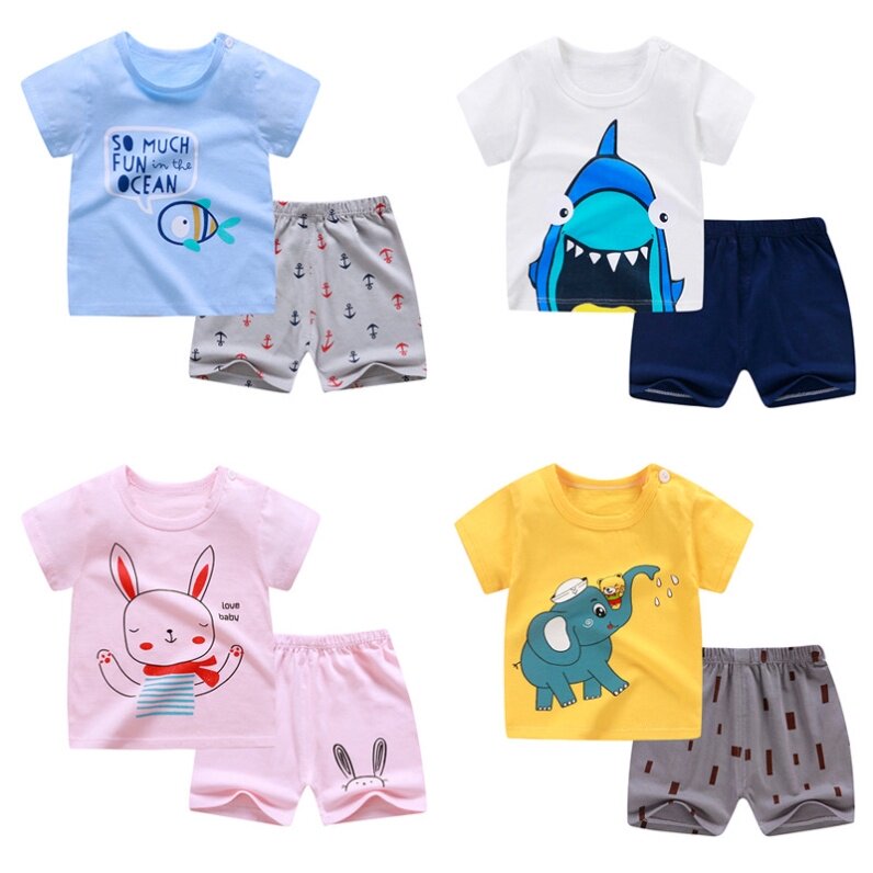 kids summer outfit set – t shirt & shorts for boys & girls