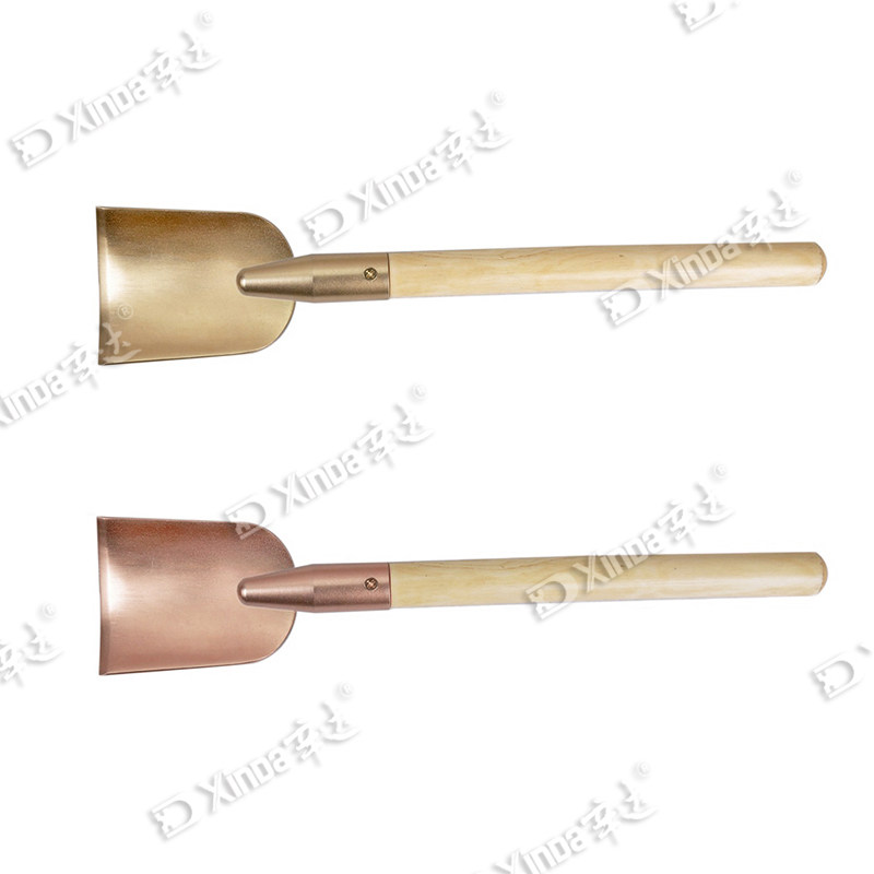 Sinda explosion-proof derusting shovel curved wooden handle copper shovel 55-125mm non-sparking shovel explosion-proof tool