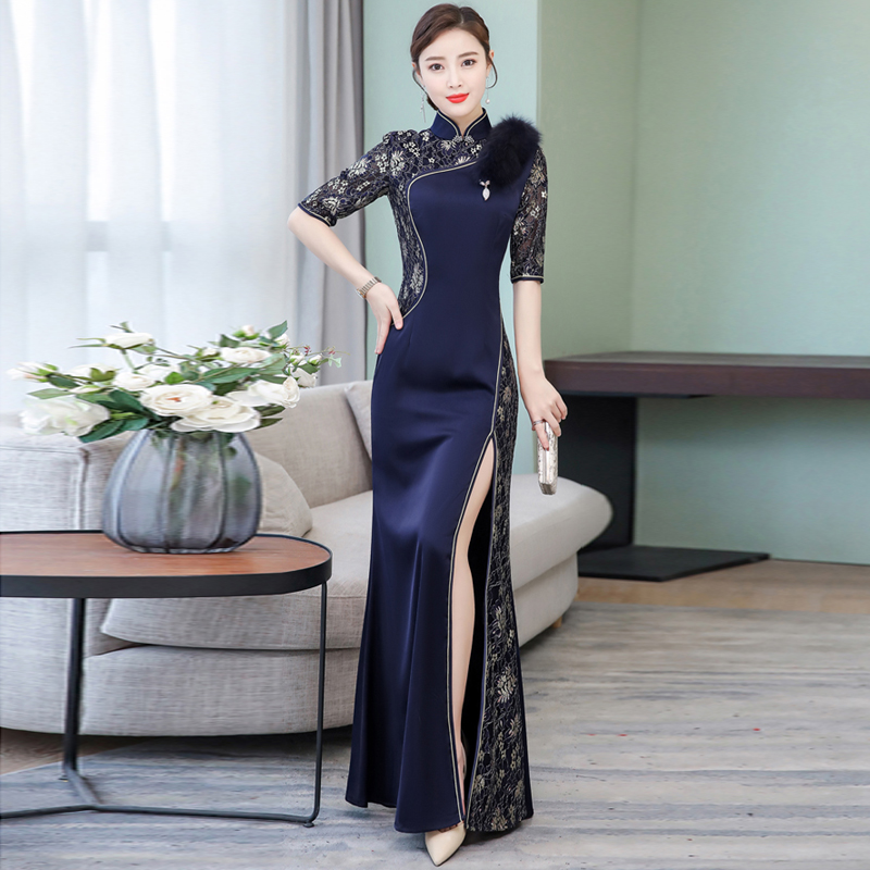 Advanced elegant cheongsam, long skirt, evening dress, 2022 collection, Chinese style, high-quality style