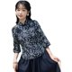 Tang Suit Plus Size Women's Clothing Blue and White Porcelain Top Modified Cheongsam Hanfu Women's Chinese Style Mother's Cotton and Linen Ethnic Style Suit