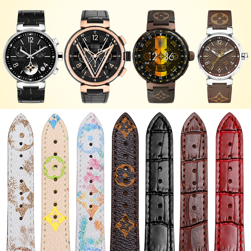 Suitable for Lv Louis Vuitton Tambour Series Smart Watches with Quick-Release Protruding Leather Watch Strap Suitable for Lv Louis Vuitton Tambour Series Smart Watches with Quick-Release Protruding Leather Watch Strap
