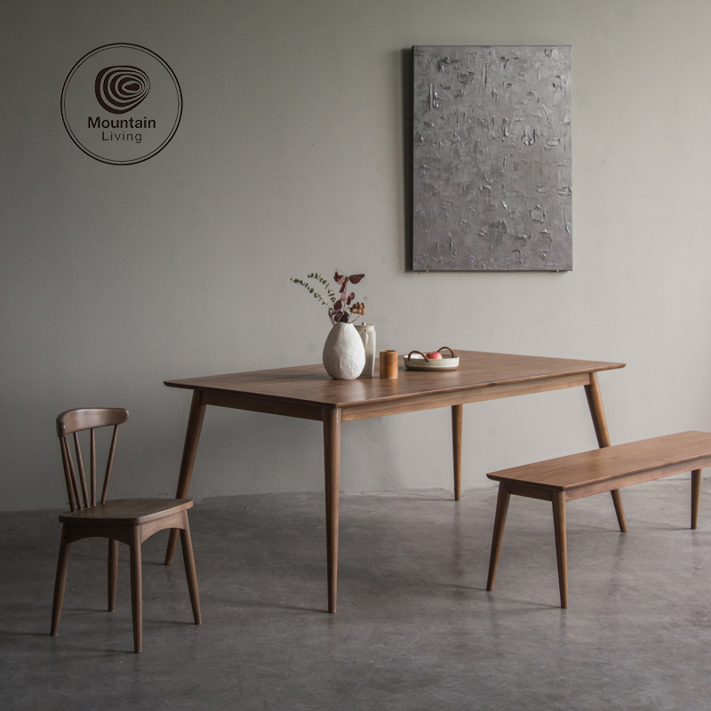 Imported old teak solid wood dining table Nordic modern simple furniture rectangular dining table small apartment