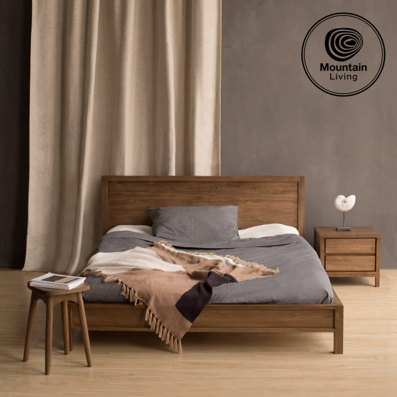 Imported old teak solid wood bed double bed Italian design Nordic style modern minimalist bedroom 1 51 8 meters
