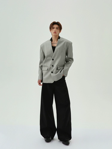 Дизайнерский пиджак классического кроя, костюм для отдыха, куртка, V-образный вырез, оверсайз