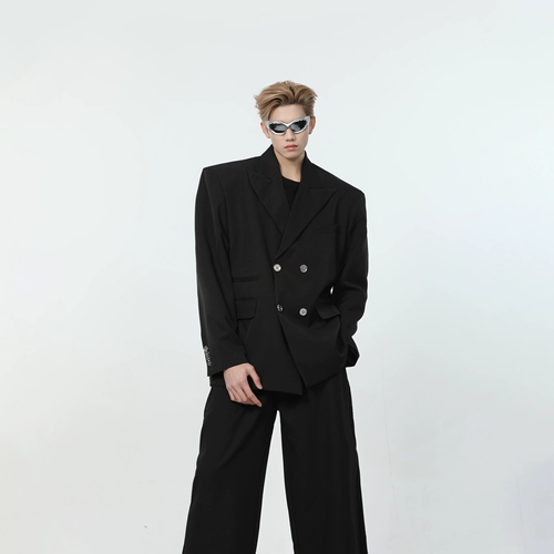 Небольшие дизайнерские наплечники, мужской костюм, комплект, изысканный стиль, оверсайз, свободный крой