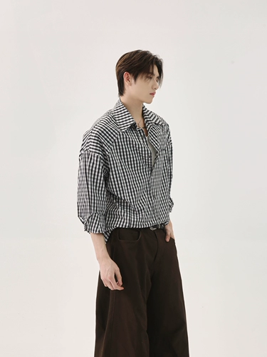 TURNTIDE нишевая клетчатая рубашка в стиле ретро для мужчин и женщин, модная свободная повседневная универсальная рубашка чистого кроя