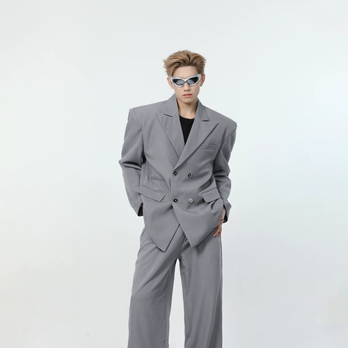 Небольшие дизайнерские наплечники, мужской костюм, комплект, изысканный стиль, оверсайз, свободный крой