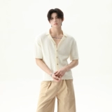 TURNTIDE ниша, простая однотонная трикотажная рубашка с лацканами и короткими рукавами, открытая 𫔭 повседневная рубашка 𫔮 универсальный внешний летний топ