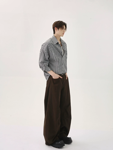 TURNTIDE нишевая клетчатая рубашка в стиле ретро для мужчин и женщин, модная свободная повседневная универсальная рубашка чистого кроя