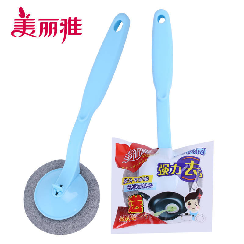 Beautiful elegant and easy brushed long handle cleaning brush Home boiler Brush Wash Pan Kitchen Cleaning Tools Decontamination Brush to give a brush head