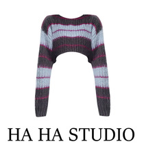 Barbie Short Sweater Spring Womens Wear 2022 Lazy Loose Gentle Wind Striped Knit Sweater Hot Girl Top Auntie