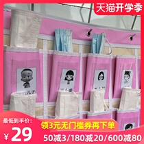 Primary school children go to school Portable can hang breathable cloth bag kindergarten mask storage bag mask storage box
