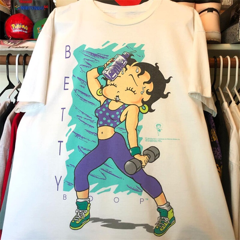 Betty Boop Miss Betty Doll Sports Trendy Brand Short Sleeve ins Super Popular Trendy Loose Hip-Hop Unisex T-Shirt