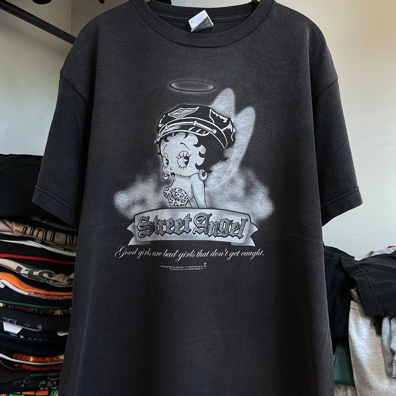 Trendy Retro Betty Boop Cartoon Movie Merchandise Street Angel Unisex Short-Sleeve T-Shirt