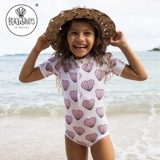 Бич и бандитские детские детские малышки в соединении купальника солнцезащитная одежда UPF50+ Сердце в форме.