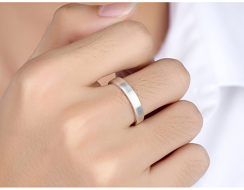 4MM / chữ miễn phí! Nhẫn bạc 99 sterling đôi nam chân nhẫn bạc nhẫn đơn chải nhẫn calvin klein