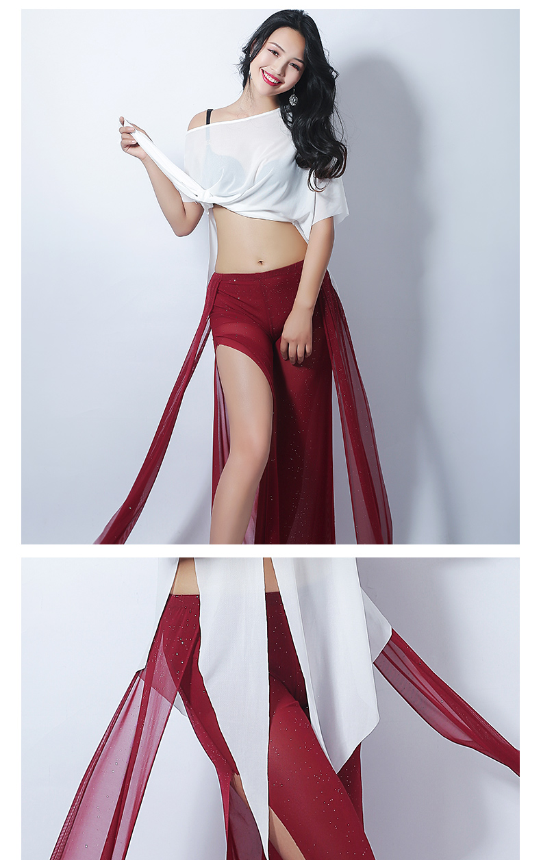 Chương trình solo tuyệt đẹp 2019 mới tập bụng múa thực hành cổ điển hiện đại dân tộc nhảy múa chân rộng quần múa tay ngắn - Khiêu vũ / Thể dục nhịp điệu / Thể dục dụng cụ giày múa trắng