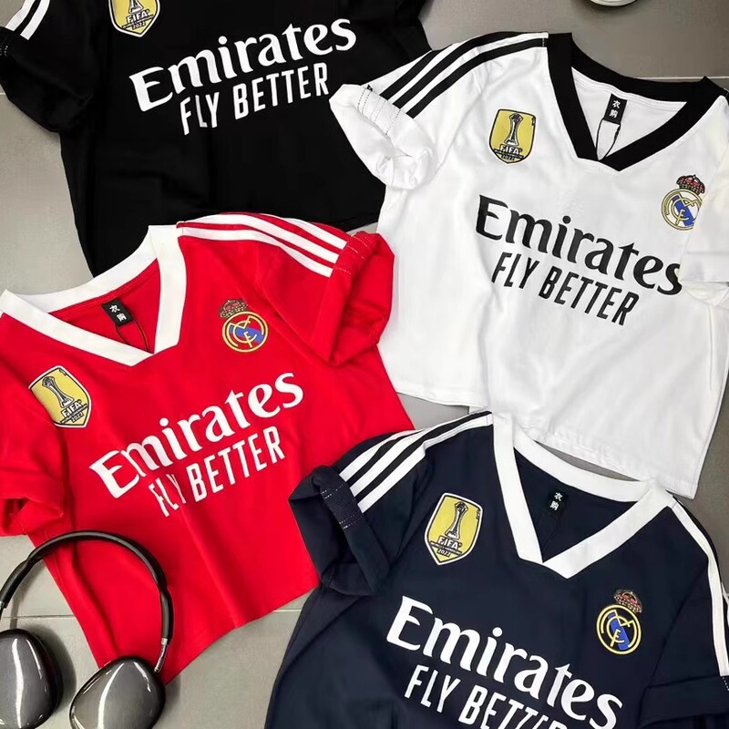 Dopamine No. 9 Real Madrid Club Street 2024 Summer New Pure Cotton Short Style ins Trendy Brand Personalized Short T-Shirt