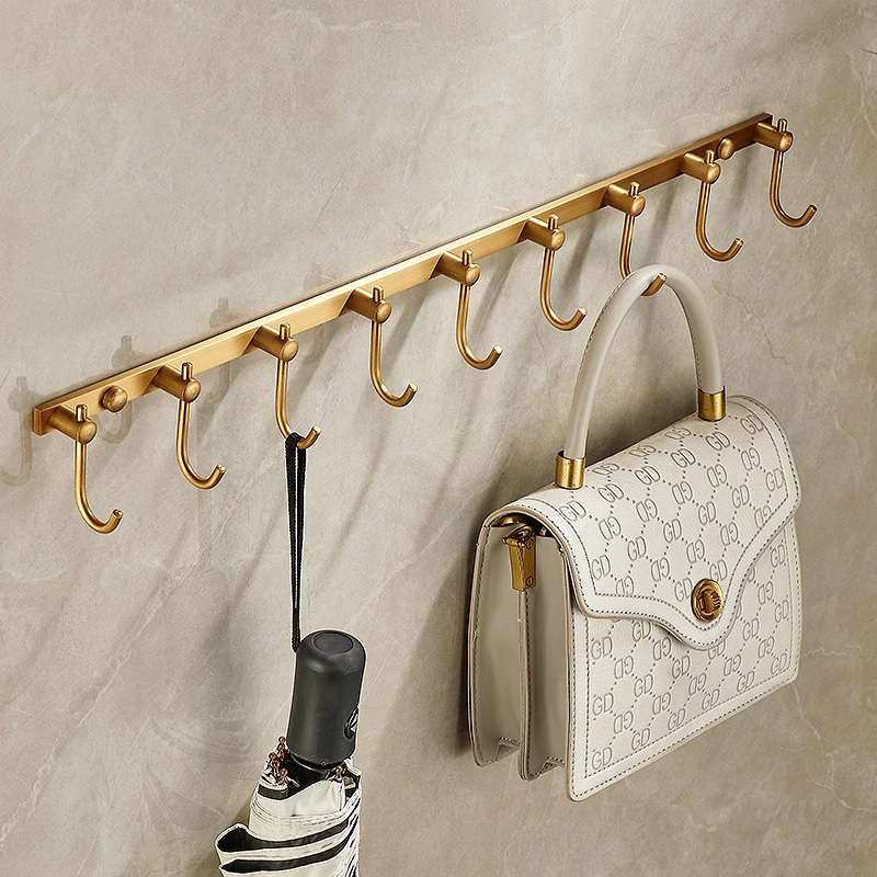 European-Style Antique Bathroom Door Hook, All-Copper Coat Hook for Entryway, Wall-Mounted Clothes Hook for Bedroom Door, No-Drill Installation