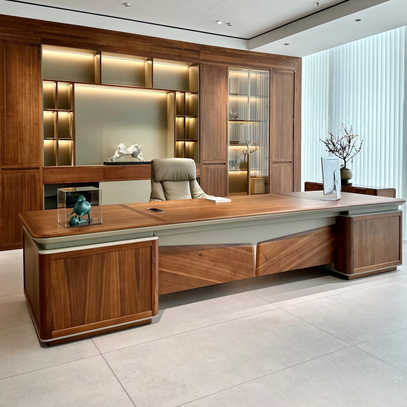New Chinese-Style Solid Wood Executive Desk, Elegant Walnut Executive Desk, Chairman and Ceo Desk, 2026 New Model