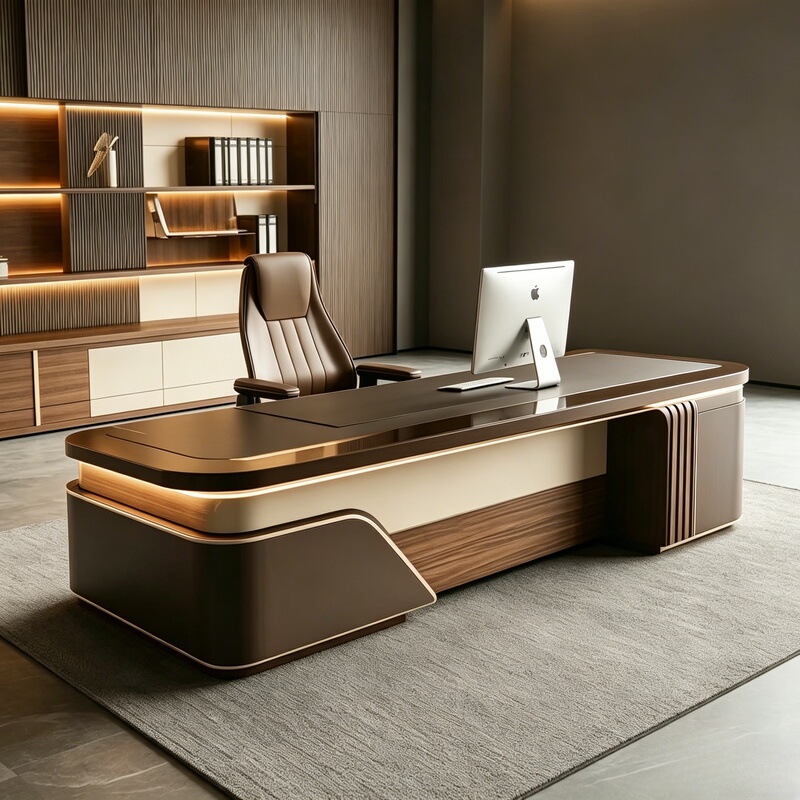New Chinese-Style Solid Wood Executive Desk, Black Walnut Wood Executive Desk, 2026 New Model, High-End Office Manager Desk